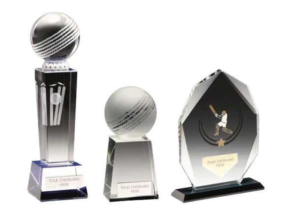 glass trophies and plaques